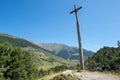 Christian cross on the road to montgarri from the valley of aran Royalty Free Stock Photo