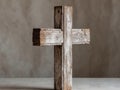 Christian cross in rustic wood side view Royalty Free Stock Photo