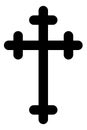 Christian cross silhouette. Black catholic symbol, religion church holy sign, traditional theology icon, single element