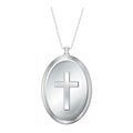 Christian Cross Silver Engraved Lavaliere Necklace, Silver Chain