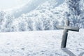 Christian cross on the snow Royalty Free Stock Photo