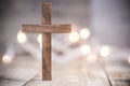 Christian Cross on a Soft Bokeh Background