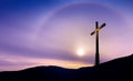 Christian cross at sunrise or sunset concept of religion Royalty Free Stock Photo