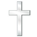 Christian Cross, Symbol of Christianity, silver icon isolated on white