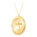 Christian Cross Gold Locket, Jewelry Necklace Chain Royalty Free Stock Photo