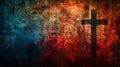 Christian cross wallpapers hd. A cross on a grungy wall with a blue background Royalty Free Stock Photo