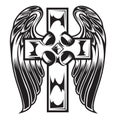 christian cross Wing vector drawing Blak illustration Royalty Free Stock Photo