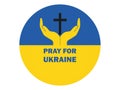 Christian cross wings, colors of the Ukrainian flag Pray for Ukraine