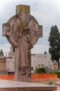 Christian Crux  in the Day of Commemoration of the Dead in Italian Cemetery Royalty Free Stock Photo