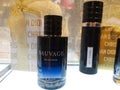 Christian Dior Sauvage Eau De Parfum perfume for men in perfume and cosmetics shop February 15, 2020 in Russia, Tatarstan, Kazan, Royalty Free Stock Photo