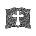 Christian doodle illustration. The Cross of Jesus Christ inside the Bible Royalty Free Stock Photo