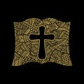 Christian doodle illustration. The Cross of Jesus Christ inside the Bible Royalty Free Stock Photo