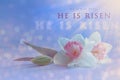 Christian Easter card. Jesus Christ resurrection, religious Easter concept