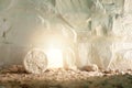 Christian Easter concept. Jesus Christ resurrection. Empty tomb of Jesus with light. Born to Die, Born to Rise. He is Royalty Free Stock Photo