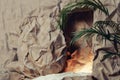 Christian Easter concept. Jesus Christ resurrection. Empty tomb of Jesus with light. Born to Die, Born to Rise. He is Royalty Free Stock Photo