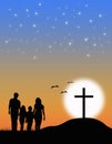 Christian family at the Cross