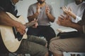 Christian family groups praying with Holy Bible Royalty Free Stock Photo