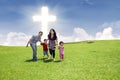 Christian family running in park Royalty Free Stock Photo