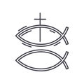 Christian fish icon, linear isolated illustration, thin line vector, web design sign, outline concept symbol with Royalty Free Stock Photo