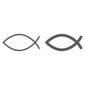 Christian fish line and glyph icon, religious and symbol, jesus fish sign, vector graphics, a linear pattern on a white Royalty Free Stock Photo