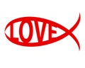 Christian fish love word symbol sign Royalty Free Stock Photo