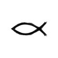 Christian Fish symbol hand painted, ink fish, christian religious faith emblem isolated on white background. Vector illustration Royalty Free Stock Photo