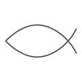 Christian fish thin line icon, religious and symbol, jesus fish sign, vector graphics, a linear pattern on a white Royalty Free Stock Photo