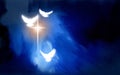 Christian glowing cross with doves Royalty Free Stock Photo