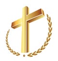 Christian gold cross, icon vector