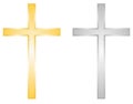 Christian golden and silver cross, isolated, vector illustration