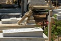 Christian graves with crosses and tombstones at Christian graveyard cemetery Karachi Pakistan