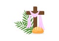 Christian greeting card or banner of the Holy Week before Easter. Maundy Thursday, Good Friday, Holy Saturday. Bread