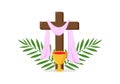 Christian greeting card or banner of the Holy Week before Easter. Maundy Thursday, Good Friday, Holy Saturday. Wine