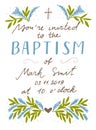 Christian coloring hand lettering quotes with Baptism.