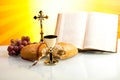 Christian holy communion, bright background, saturated concept Royalty Free Stock Photo