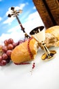 Christian holy communion, bright background, saturated concept Royalty Free Stock Photo