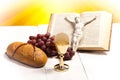 Christian holy communion, bright background, saturated concept Royalty Free Stock Photo