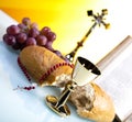 Christian holy communion, bright background, saturated concept Royalty Free Stock Photo
