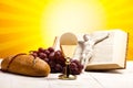 Christian holy communion, bright background, saturated concept Royalty Free Stock Photo