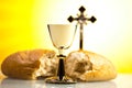 Christian holy communion, bright background, saturated concept Royalty Free Stock Photo