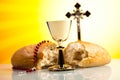 Christian holy communion, bright background, saturated concept Royalty Free Stock Photo