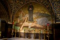 The Christian icon, the Biblical depiction of Jesus Christ on a crucifix, in the Church of the Holy Sepulchre in Jerusalem Royalty Free Stock Photo