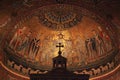 Christian icon mosaic on dome of basilica di Santa Maria in Trastevere in Rome, Italy