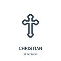 christian icon vector from st patricks collection. Thin line christian outline icon vector illustration. Linear symbol for use on