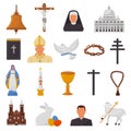 Christian icons vector christianity religion signs and religious symbols church faith christ bible cross hands praying Royalty Free Stock Photo