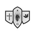 Christian illustration. Church logo. Composition of the Holy Trinity. Royalty Free Stock Photo