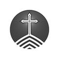 Christian illustration. Church logo. Cross of Jesus Christ on the mountain