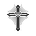 Christian illustration. Church logo. The cross of Jesus is the diamond and the center of God`s love