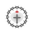 Christian illustration. Church logo. The cross of Jesus framed with a crown of thorns Royalty Free Stock Photo