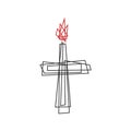 Christian illustration. Church logo. The cross of the Lord Jesus Christ and the flame of fire Royalty Free Stock Photo